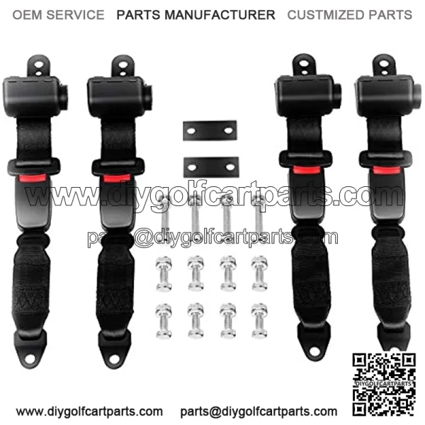 Universal Golf Cart Seat Belts Set of 4 and Bracket Kit for EZGO, Yamaha, Club Car - Image 3