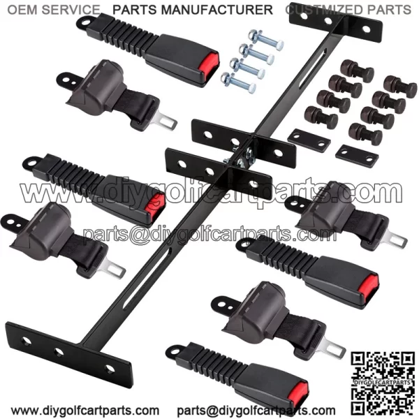 EZGO clubcar yamaha golf cart seat belt kit 4 people (2+2) retractable front and rear
