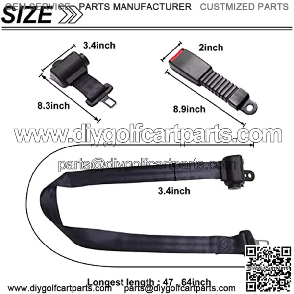 4 PC Retractable Golf Cart Seat Belts Fit for EZGO, Yamaha, Club Car - Image 2