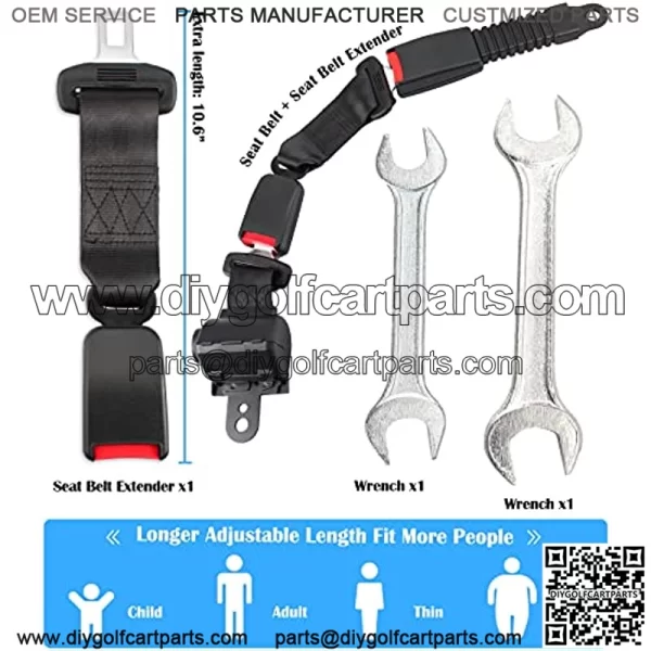 Universal Golf Cart Seat Belts 4 Retractable with Bracket Kit for EZGO TXT, Yamaha, Club Car DS - Image 4