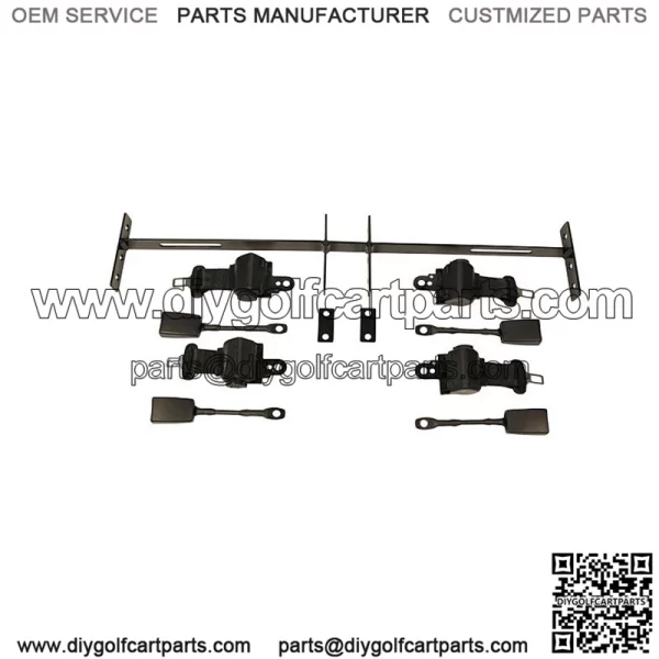 4 Golf Cart Seat Belts and Bracket/ Bar Kit for EZGO Yamaha Club Car