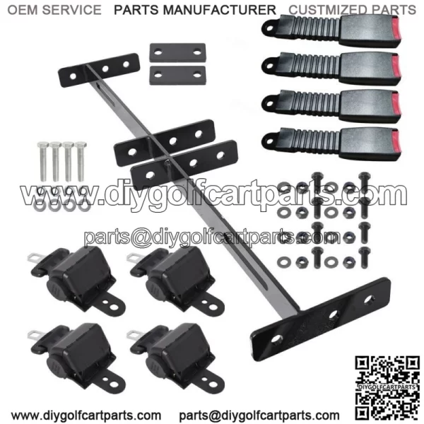 4x Golf Cart Seat Belts and Bracket Kit for EZGO Yamaha Club Car