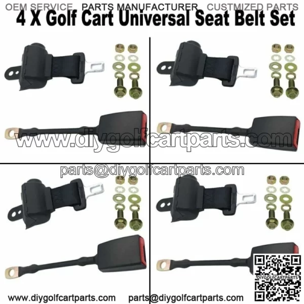 Universal Golf Cart Seat Belt Kit with 4 Belts- Club Car EZGO Yamaha