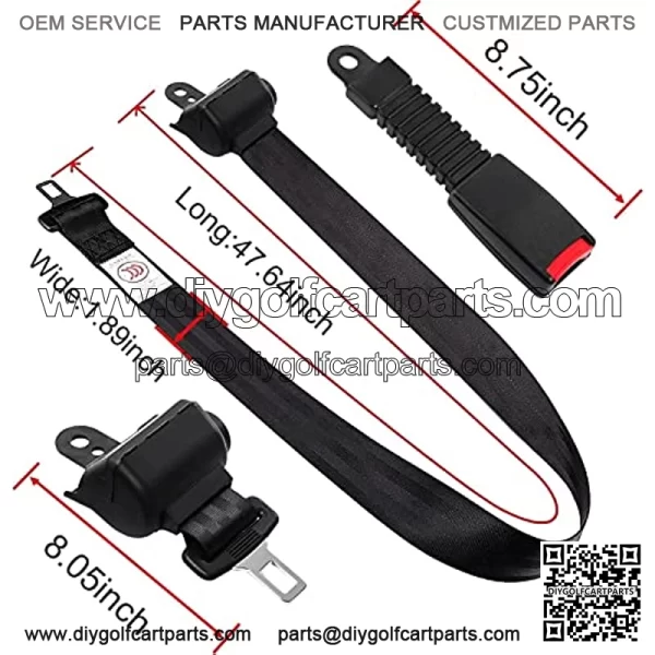 Golf cart seat belts, retractable, universal,for EZGO, Yamaha, Club Car, Go Kart,UTV, Buggies and Bus-Set ( 2pcs ) - Image 3