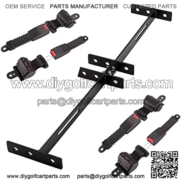 Universal 4 Passenger Retractable Seat Belts and Bracket Kit for Club Car,EZGO Yamaha etc. Golf Cart - Image 2