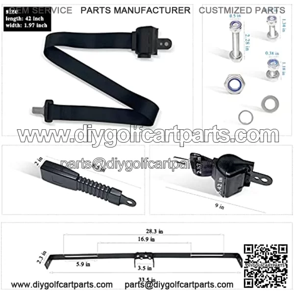 Universal Golf Cart Seat Belt Bracket Kit for EZGO, Club Car, Yamaha - Image 2