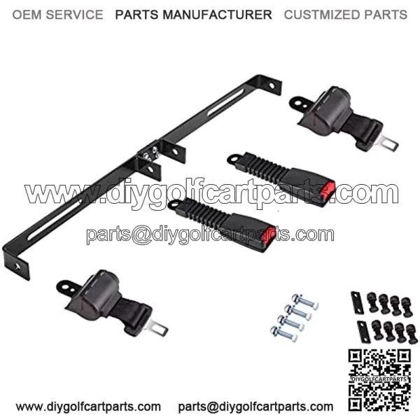 Universal 2 Passenger Retractable Seat Belts and Bracket Kit for Club Car,EZGO Yamaha etc. Golf Cart - Image 2