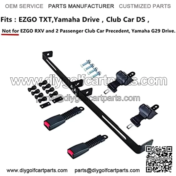 Universal 2 Passenger Retractable Seat Belts and Bracket Kit for Club Car,EZGO Yamaha etc. Golf Cart - Image 3