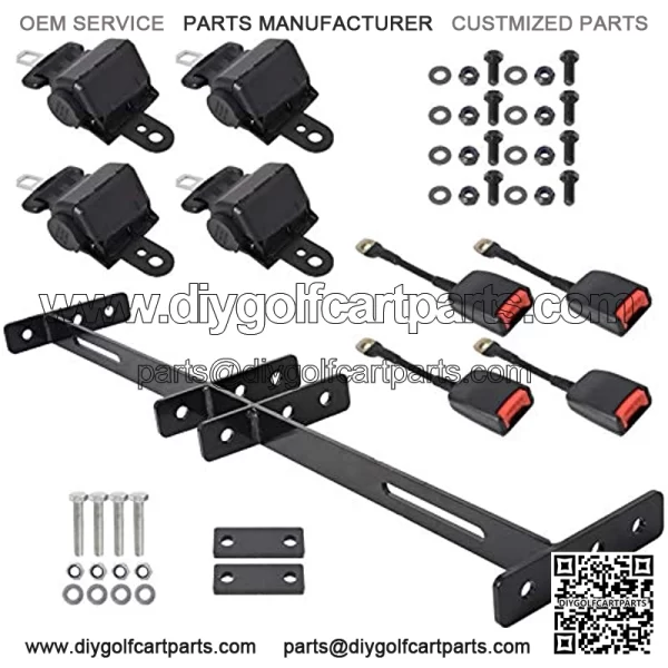4 Retractable Golf Cart Seat Belts and Bracket Kit Replacement for Golf Carts EZGO Yamaha Club Car