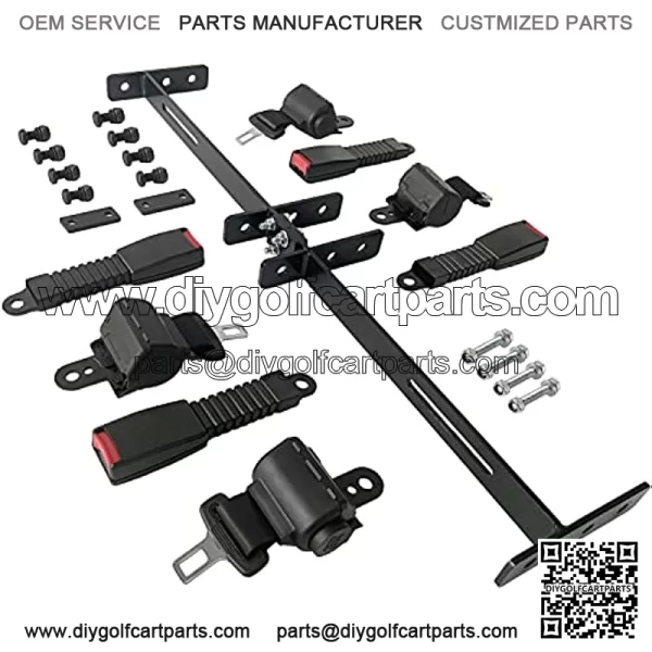 Golf Carts 4 Passenger Universal Retractable Belt Kits with Belt Bracket Kit 42" for EZGO Club Car YMH