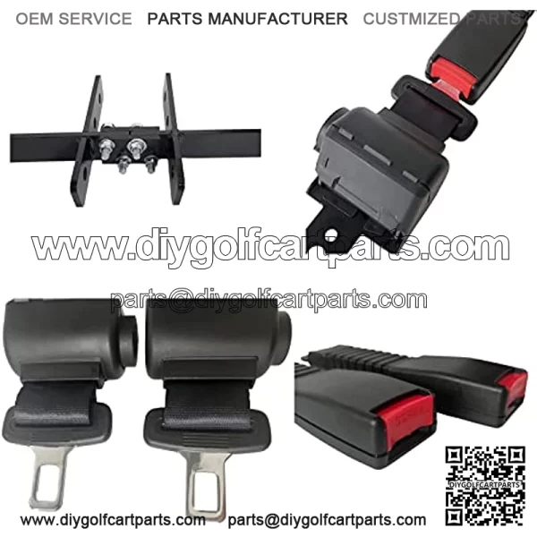 Golf Carts 4 Passenger Universal Retractable Belt Kits with Belt Bracket Kit 42" for EZGO Club Car YMH - Image 4