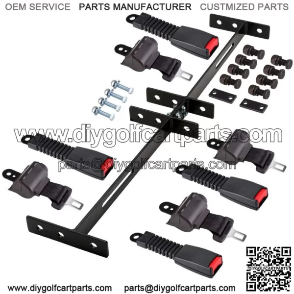 Golf Cart Seat Belts Bracket Kit for EZGO Club Car Yamaha 4 Seater Cart, Black