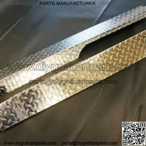 Precedent Golf Cart Rocker Panels - Polished Aluminum Diamond Plate