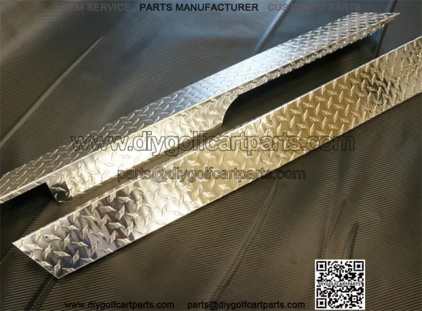 Precedent Golf Cart Rocker Panels - Polished Aluminum Diamond Plate