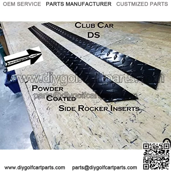 J & O Carts Parts Club Car DS Golf Cart Rocker Panel Insert Powder Coat Aluminum Diamond Plate Set - Image 2