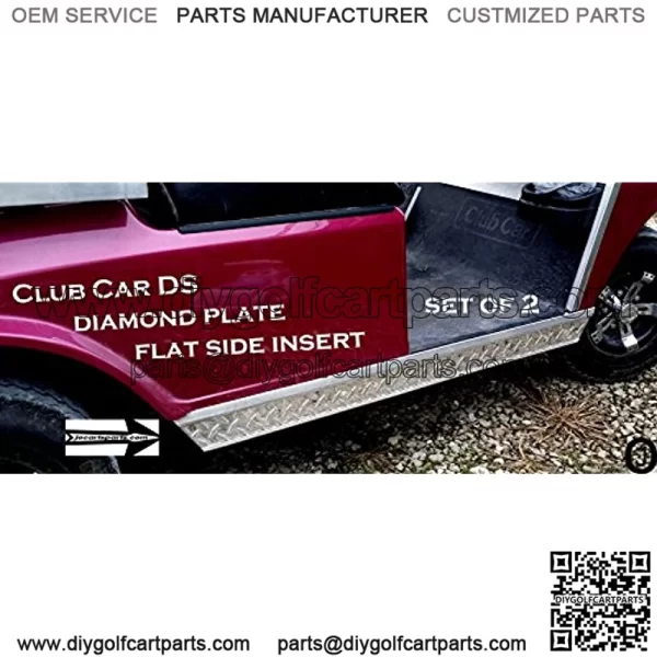 Club Car ds Golf Cart Diamond Plate Rocker Panel Inserts & Kick Plate 3 pc kit - Image 4