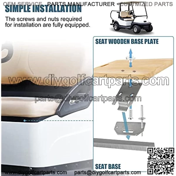 2 Set Golf Cart Seat Hinge Bottom and Plate for EZGO TXT Medalist Shuttle MPT Work Horse Gas and Electric Models 1994-Up Replace 71610-G01 71609-G01 - Image 3