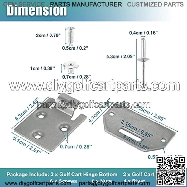 2 Set Golf Cart Seat Hinge Bottom and Plate for EZGO TXT Medalist Shuttle MPT Work Horse Gas and Electric Models 1994-Up Replace 71610-G01 71609-G01 - Image 4