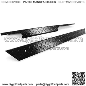 Black/Silver Aluminum Rocker Panel Compatible with 1996-2013 EZGO TXT Golf Cart Pair Diamond Plate Side Cover