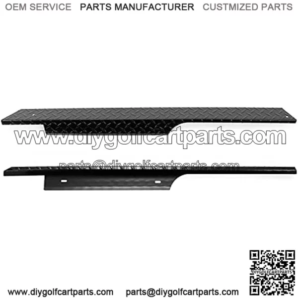 Black/Silver Aluminum Rocker Panel Compatible with 1996-2013 EZGO TXT Golf Cart Pair Diamond Plate Side Cover - Image 2