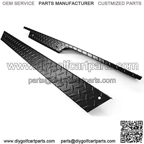 Black/Silver Aluminum Rocker Panel Compatible with 1996-2013 EZGO TXT Golf Cart Pair Diamond Plate Side Cover - Image 3