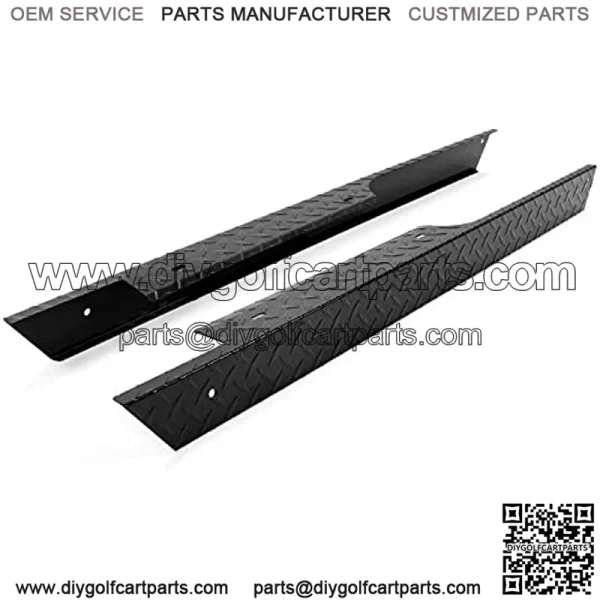Black/Silver Aluminum Rocker Panel Compatible with 1996-2013 EZGO TXT Golf Cart Pair Diamond Plate Side Cover - Image 4