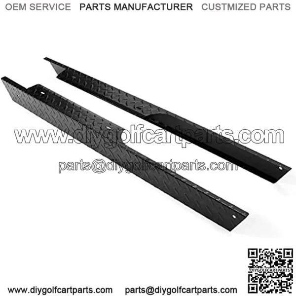 Black/Silver Aluminum Rocker Panel Compatible with 1996-2013 EZGO TXT Golf Cart Pair Diamond Plate Side Cover - Image 5