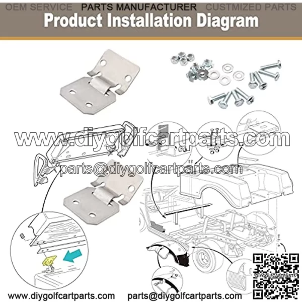 Golf Cart Seat Hinge Set for 1979-Up Club Car DS 1011652 1012412-Male + Female - Image 5
