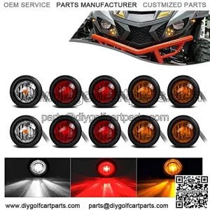 Universal UTV ATV Led Turn Signal Lights Kit Street Legal, 8Pcs Front Rear 3/4" Led Lights & 2Pcs 3/4" Clear White Led Lights interior turn signal indicators / overhead map lights
