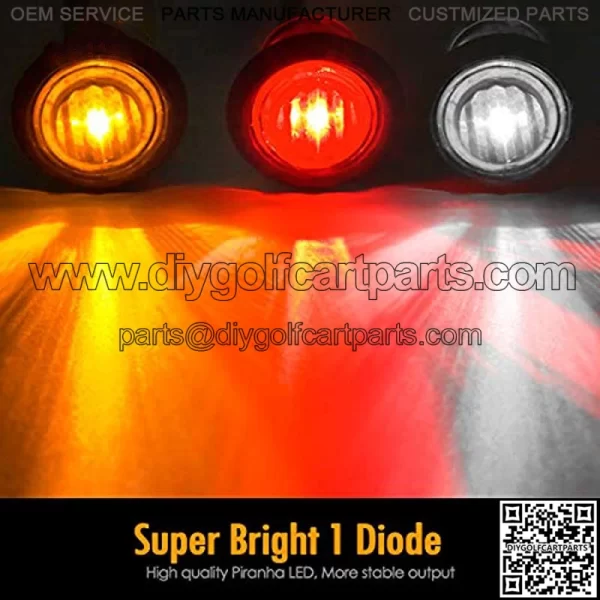 Universal UTV ATV Led Turn Signal Lights Kit Street Legal, 8Pcs Front Rear 3/4" Led Lights & 2Pcs 3/4" Clear White Led Lights interior turn signal indicators / overhead map lights - Image 3