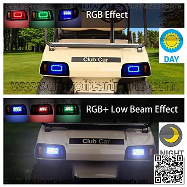 Golf Cart Deluxe LED Light Kit for with RGB Headlight Daytime Running Light Low High Beam Turn Signal Function - Image 4