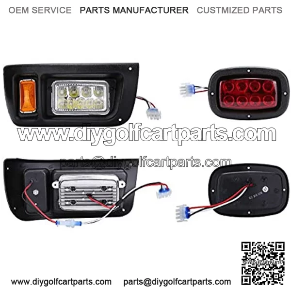 Golf Cart LED Headlight and Tail Light Kit for Carts with Turn Signals Switch Horn Brake Lights Harness(Must Input 12 Volts) - Image 2