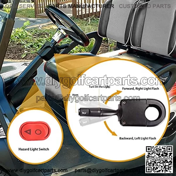 Universal Golf Cart Turn Signal Kit with Horn Brake Light Switch, 9-Pin Plug Upgrade Wiring Harne- 12V - Image 2