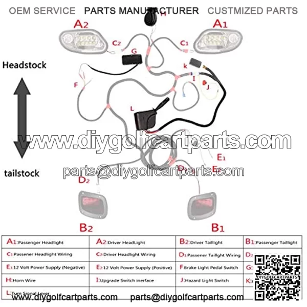 Universal Golf Cart Turn Signal Kit with Horn Brake Light Switch, 9-Pin Plug Upgrade Wiring Harne- 12V - Image 5