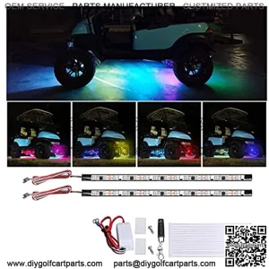 Golf Cart Lights Underglow Neon Accent Strip Multicolor LED Lights Kit Fits EZGO Club Car Yamaha Golf Cart and So on Water Resistant Tubes (Battery Input 12V-65V)
