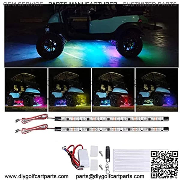 Golf Cart Lights Underglow Neon Accent Strip Multicolor LED Lights Kit Fits EZGO Club Car Yamaha Golf Cart and So on Water Resistant Tubes (Battery Input 12V-65V)