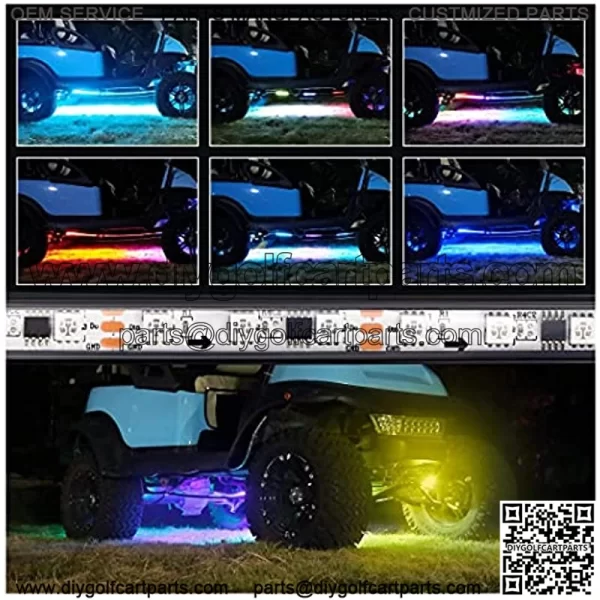 Golf Cart Lights Underglow Neon Accent Strip Multicolor LED Lights Kit Fits EZGO Club Car Yamaha Golf Cart and So on Water Resistant Tubes (Battery Input 12V-65V) - Image 4