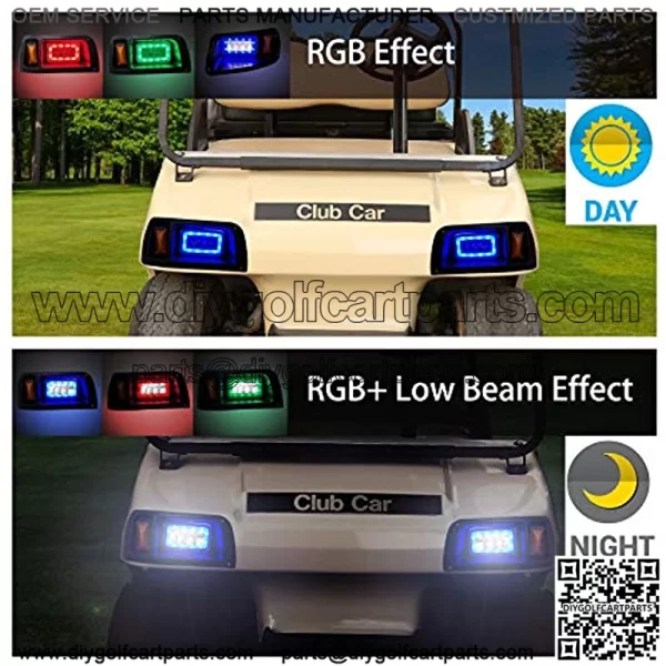 Golf Cart Deluxe LED Light Kit for Club Car DS with RGB Headlight Daytime Running Light Low High Beam Turn Signal Function - Image 4