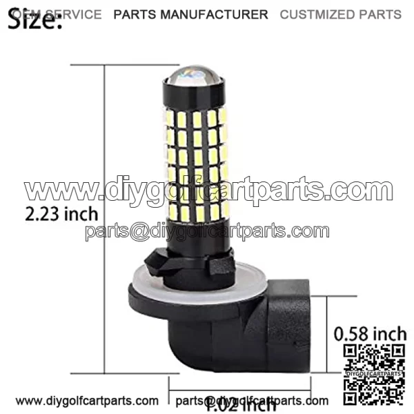 881 LED Headlight Bulb for Car, Truck, Golf Cart (EZGO, Club Car DS Precedent), Pack of 2 - Image 2