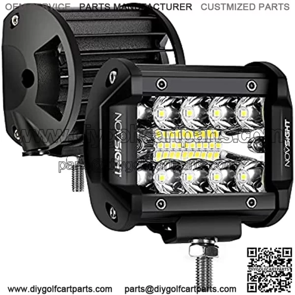 4 Inch Led Pod Lights 120W 12800 Lumens Light Bar Off Road Triple Row Super Bright Spot Flood Combo Driving Lights IP68 Waterproof for Golf Cart Jeep Boat Trucks ATV UTV