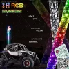 3FT Dancing LED Whip Lights w/Flag 360?? Twisted for Offroad Jeep Polaris RZR UTV ATV Sand Dune Buggy Quad Truck Boat