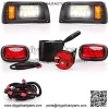 Golf Cart 12 Volt LED Headlight and Tail Light Kit for Club Car DS Carts 1993-up Gas & Electric Models,with upgrade headlights, amber turn signals, brake lights