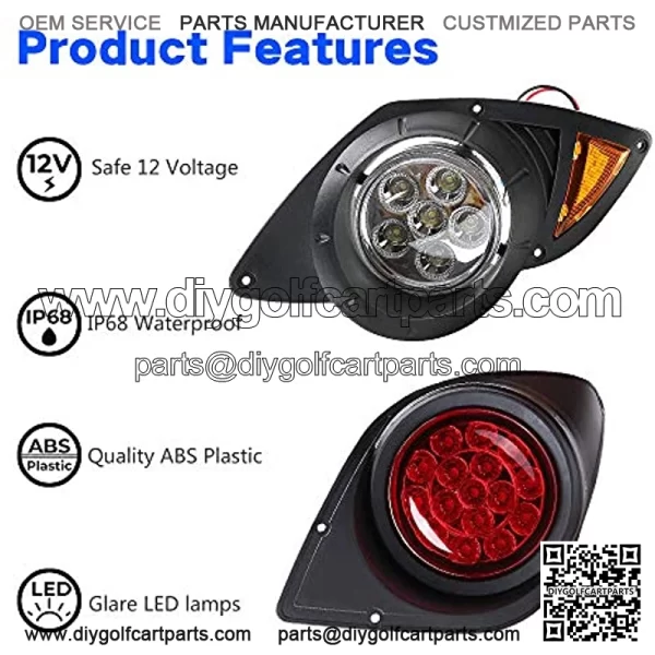 Golf Cart LED Light Kit for Yamaha G29 Drive 2007-up, Headlights taillights Turn Signals Hazard Brake Lights Horn - Image 2