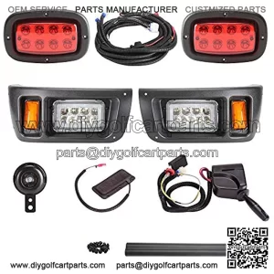 Upgrade Golf Cart LED Headlight Taillight Kit for Club Car DS, with Low/High Beam, Turn Signals Hazard Light Switch, Horn, Brake Pad, Daytime Running Lamp