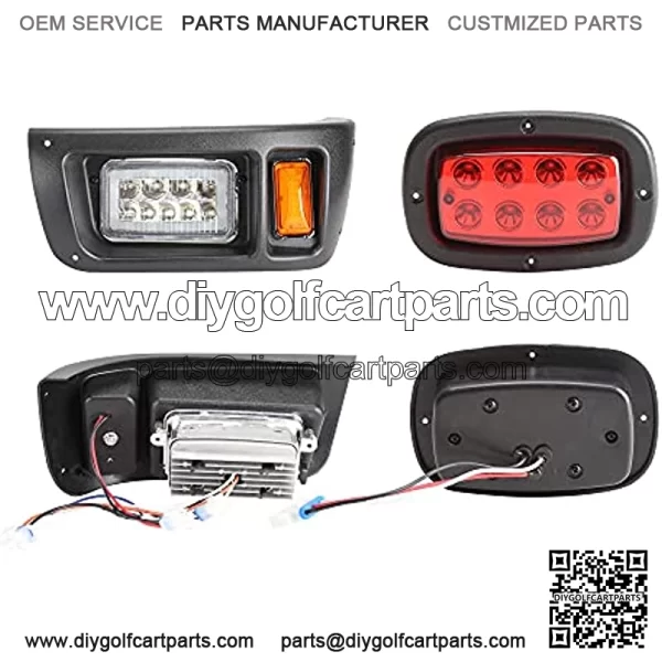 Upgrade Golf Cart LED Headlight Taillight Kit for Club Car DS, with Low/High Beam, Turn Signals Hazard Light Switch, Horn, Brake Pad, Daytime Running Lamp - Image 3