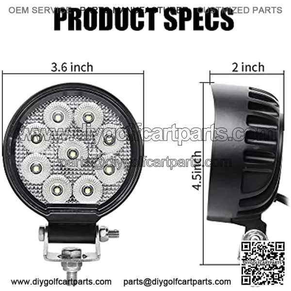 Waterproof LED Pods, 54W 3800LMS 60?? Flood Offroad Light with CREE Led Chips, Off Road Lights, Led Work Lights for Truck Trator Jeep ATV UTV Golf cart Boat, 12v/24v (3.5 inch) - Image 2