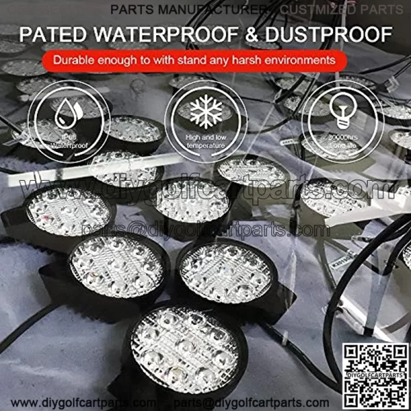 Waterproof LED Pods, 54W 3800LMS 120?? Flood Offroad Light with CREE Led Chips, Off Road Lights, Led Work Lights for Truck Trator Jeep ATV UTV Golf cart Boat, 12v/24v (3.5 inch) - Image 3
