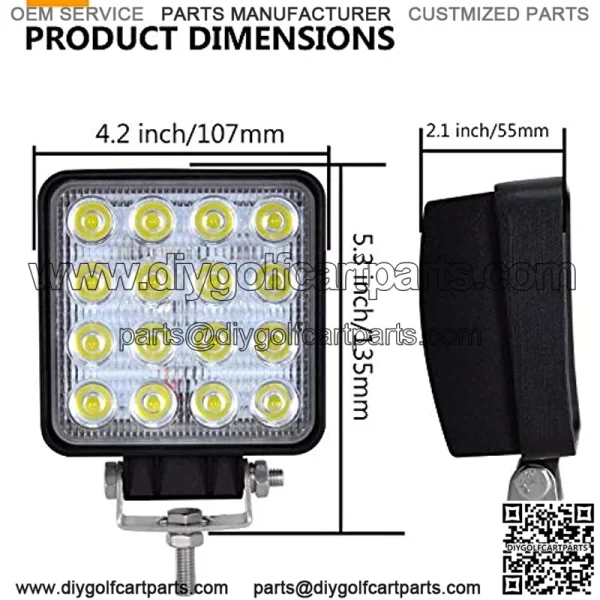 Luces de trabajo LED, 2 piezas de 4 pulgadas 48 W cuadrado inundaci??n barra de luz LED luz de conducci??n diurna IP67 resistente al agua para tractor Offroad JK 4x4 4WD Cami??n ATV UTV SUV 12V-24V - Image 2