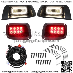 LED Headlight Tail Light Kit For 1995-2015 Golf Cart E-Z GO TXT Electric Models