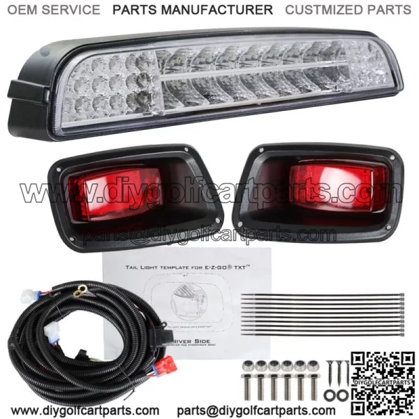 Golf Cart LED Light Bar Kit and 2pcs LED Taillights For EZGO TXT 1996-2013